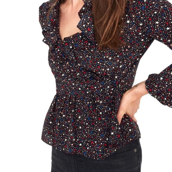 Madewell Silk Blouse Starry Night Size XS - Picture 5 of 15